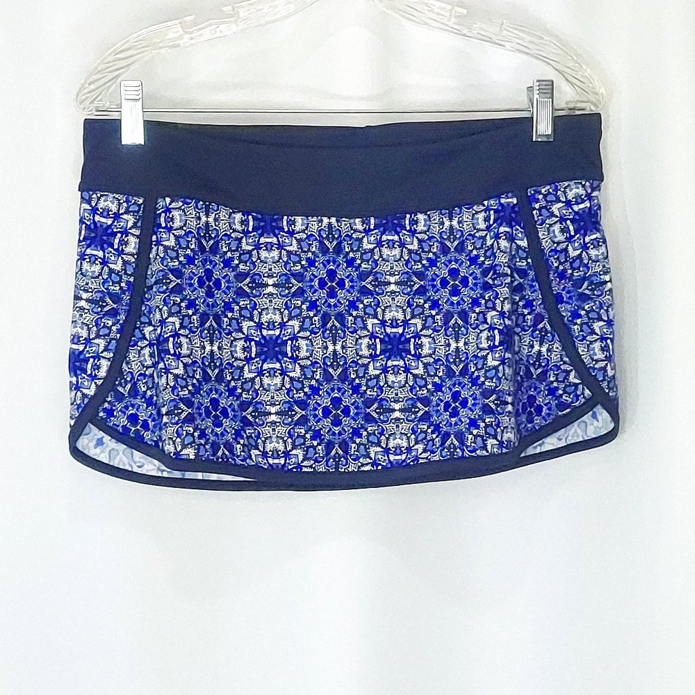 Athleta Swim Skirt Skort Medium Blue Purple Baja Kata Tennis Golf Athletic
